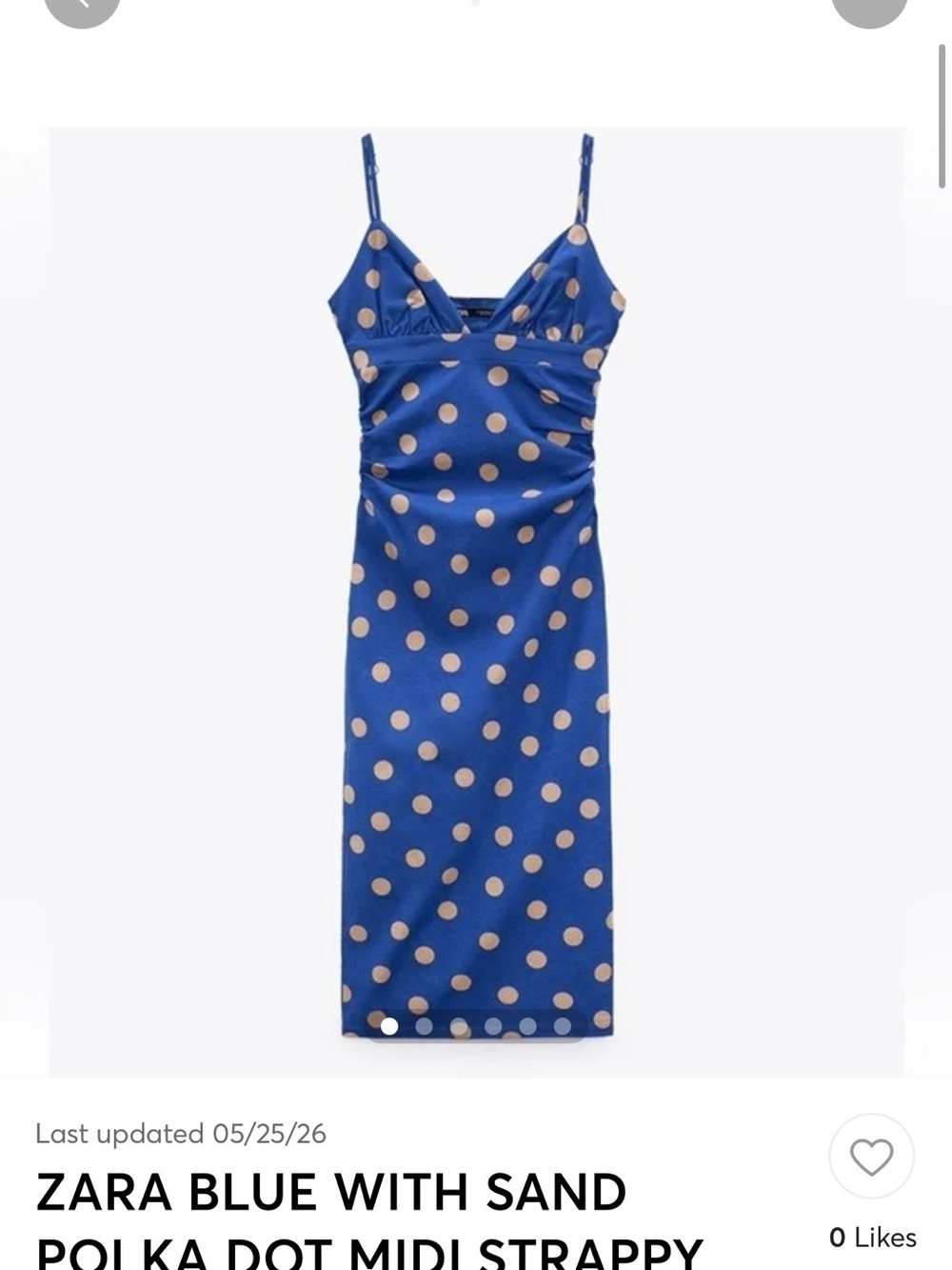 Zara Royal Blue Midi Dress with Sand Polka Dots